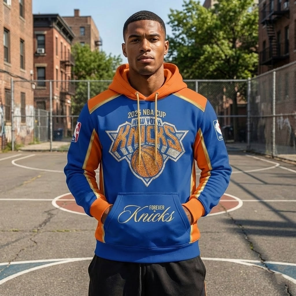 New York Knicks 2025 NBA Cup Champions Hoodie - 3D Graphic Print Sweatshirt with Player Signatures - LeagueLockerGear