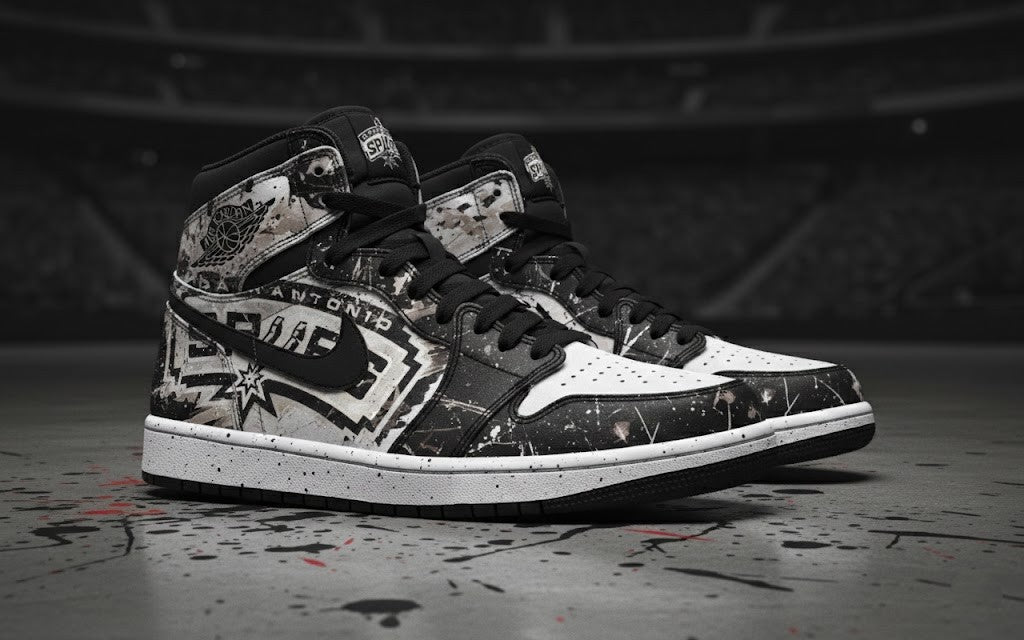 San Antonio Spurs Air Jordan 1 - Custom High Top Sneakers with Graphic Print - LeagueLockerGear