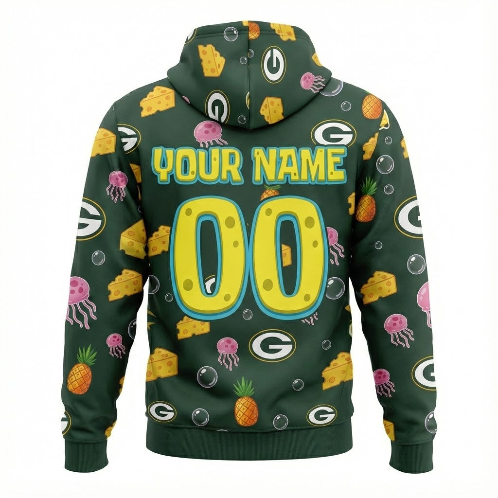 Green Bay Packers SpongeBob Hoodie - 3D All Over Print Cartoon NFL Sweatshirt - LeagueLockerGear