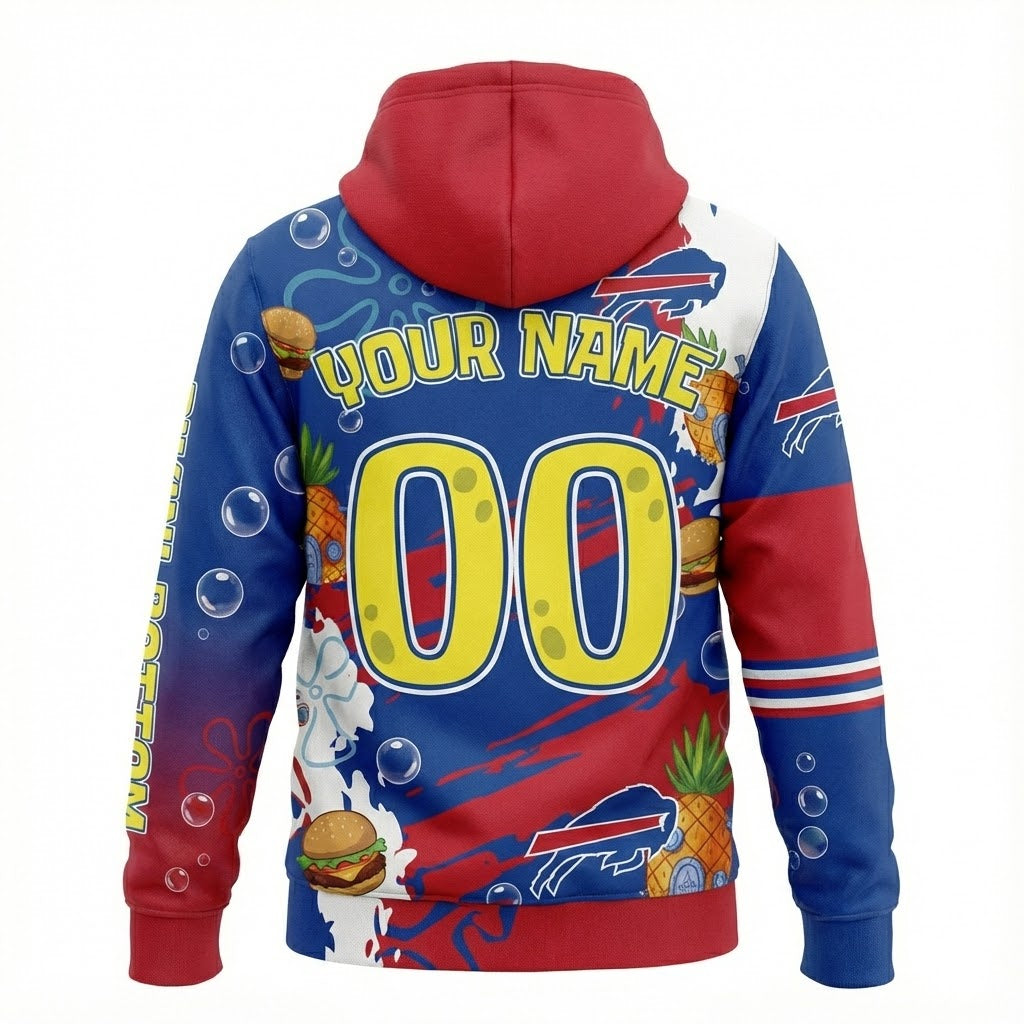 SpongeBob Buffalo Bills Hoodie - 3D All-Over Print Cartoon NFL Fan Apparel - LeagueLockerGear
