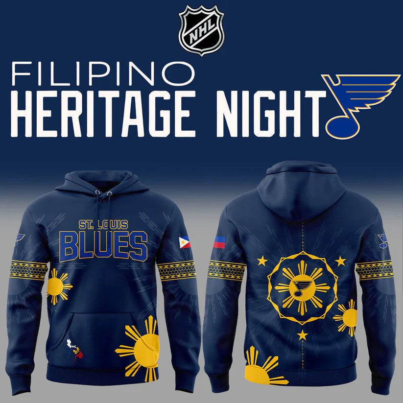 St. Louis Blues Filipino Heritage Night Hoodie - 3D All-Over Print NHL Fan Apparel with Philippine Flag Design - LeagueLockerGear