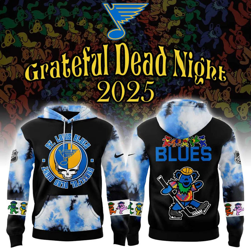 St. Louis Blues Grateful Dead Night Hoodie - 3D Tie-Dye Dancing Bear Hockey Fan Sweatshirt 2025 - LeagueLockerGear