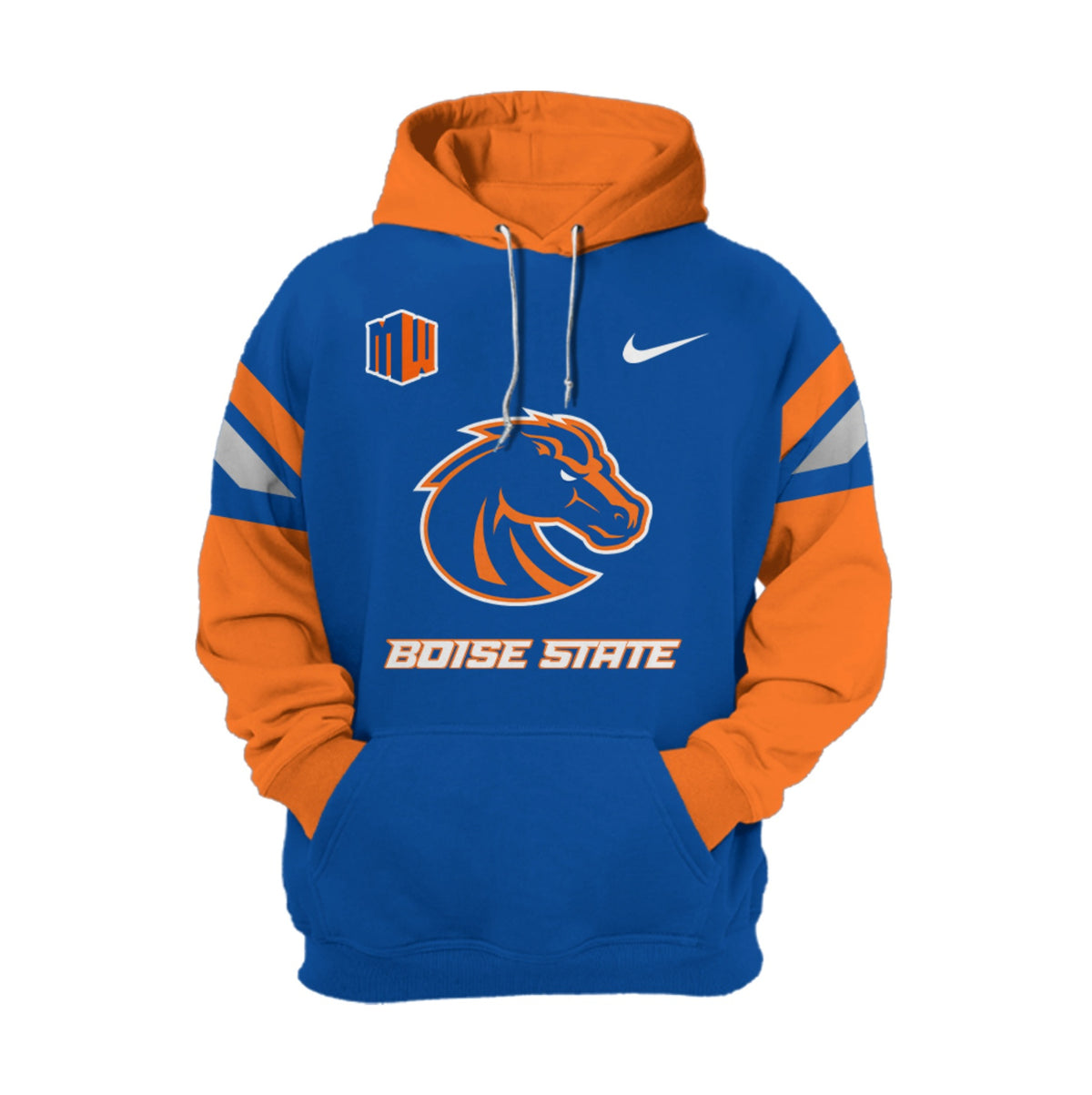 Boise State Broncos Hoodie - Nike Pullover Color Block Sweatshirt with Team Logo - LeagueLockerGear