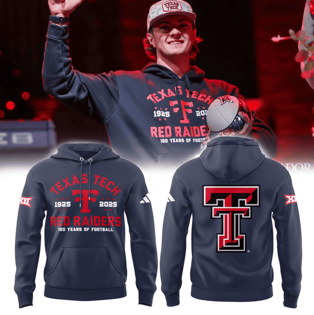 Texas Tech Red Raiders 100 Years Hoodie - Football Centennial 1925-2025 Anniversary Sweatshirt - LeagueLockerGear