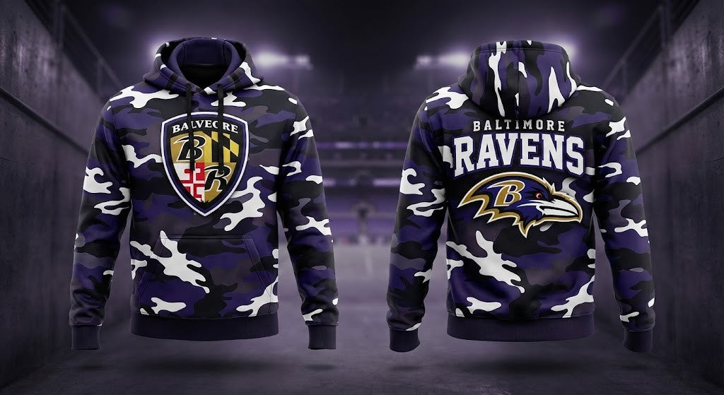 Baltimore Ravens Camo Hoodie - NFL Football Team 3D All Over Print - LeagueLockerGear
