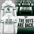 Michigan State Spartans Hockey Hoodie - The Boys Are Back Slogan with Greek Key Pattern Design - LeagueLockerGear