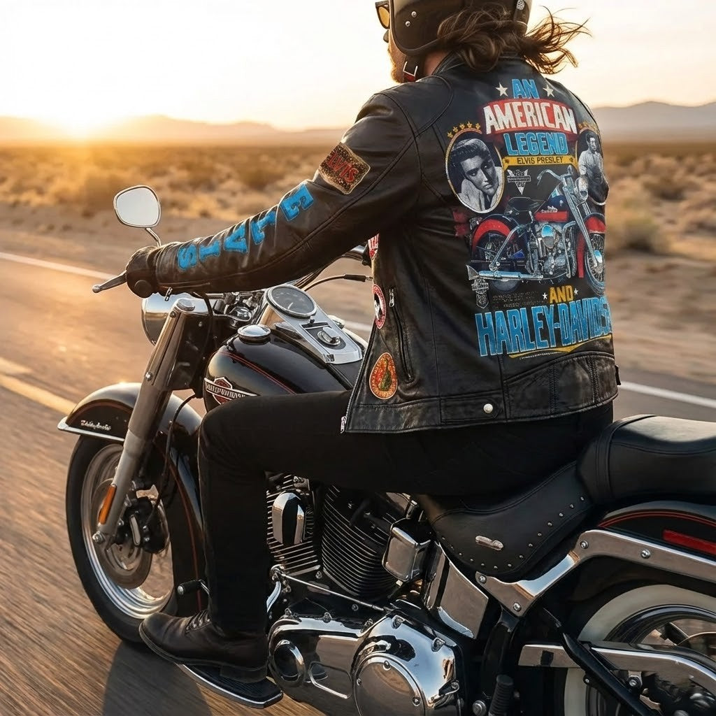 Elvis Presley Harley-Davidson Motorcycle Leather Jacket - LeagueLockerGear