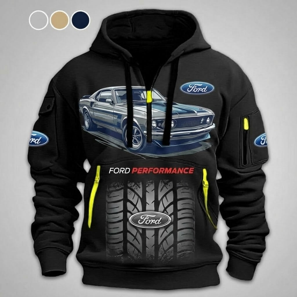 Custom Ford Mustang 3D Graphic Quater-Zip Hoodie - LeagueLockerGear