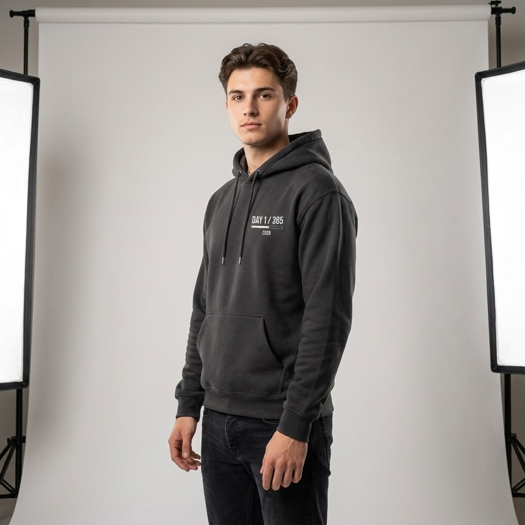 Day 1/365 The Journey Starts Hoodie - Inspirational New Year 2026 Motivational Quote Sweatshirt - LeagueLockerGear