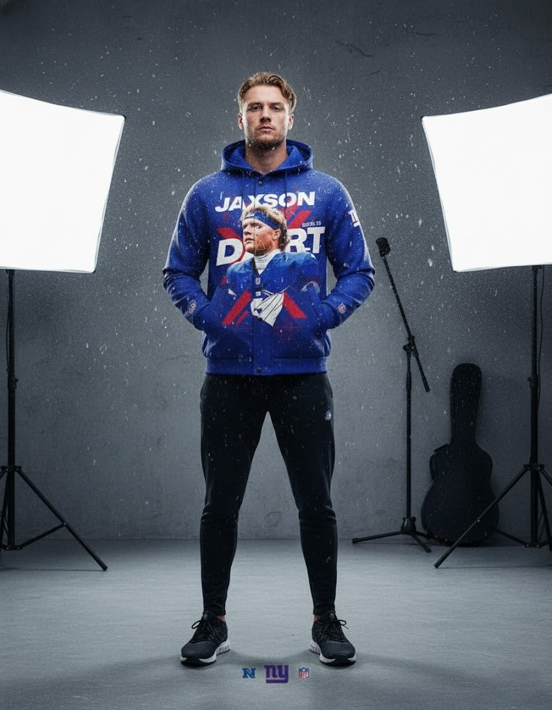 Jaxon Dart New York Giants Hoodie Jacket - NFL Football Graphic Tribute Fan Apparel - LeagueLockerGear