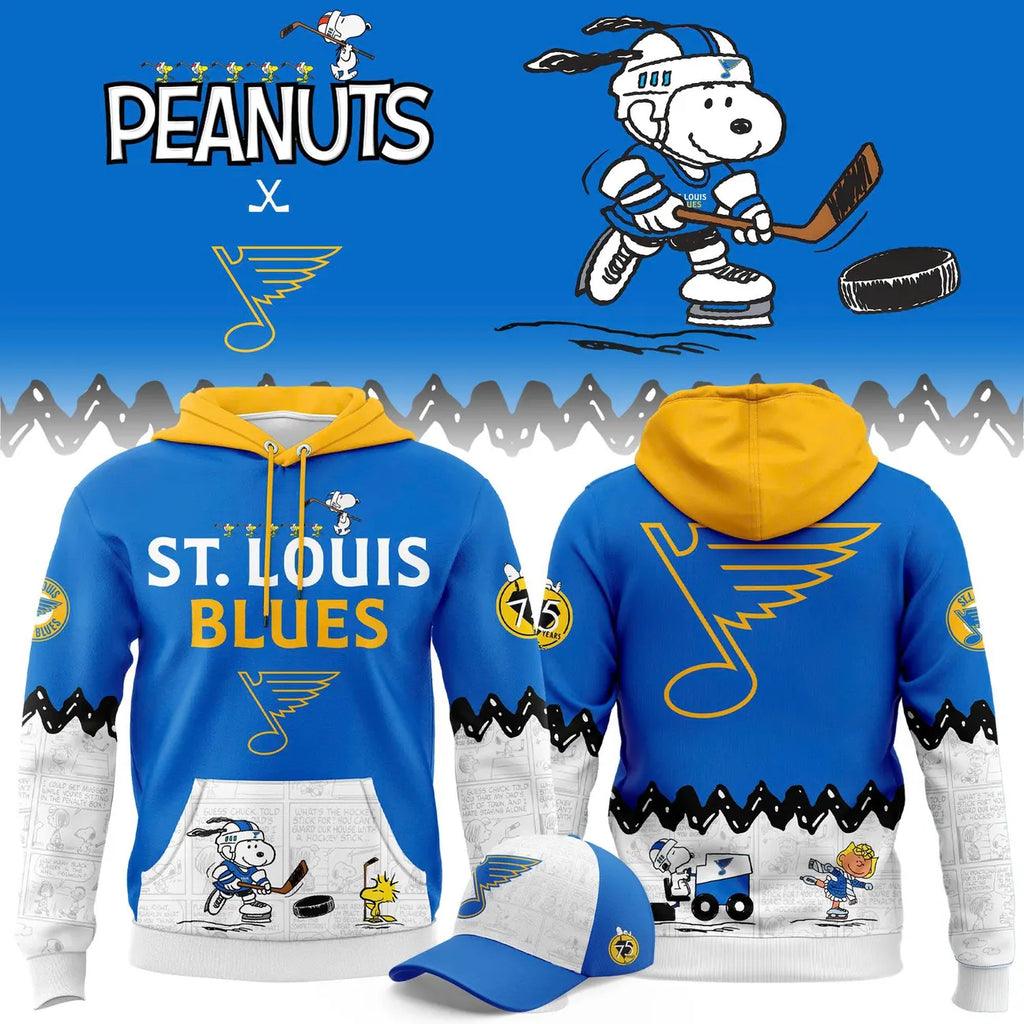 St. Louis Blues Peanuts Hoodie - Snoopy Hockey NHL - LeagueLockerGear