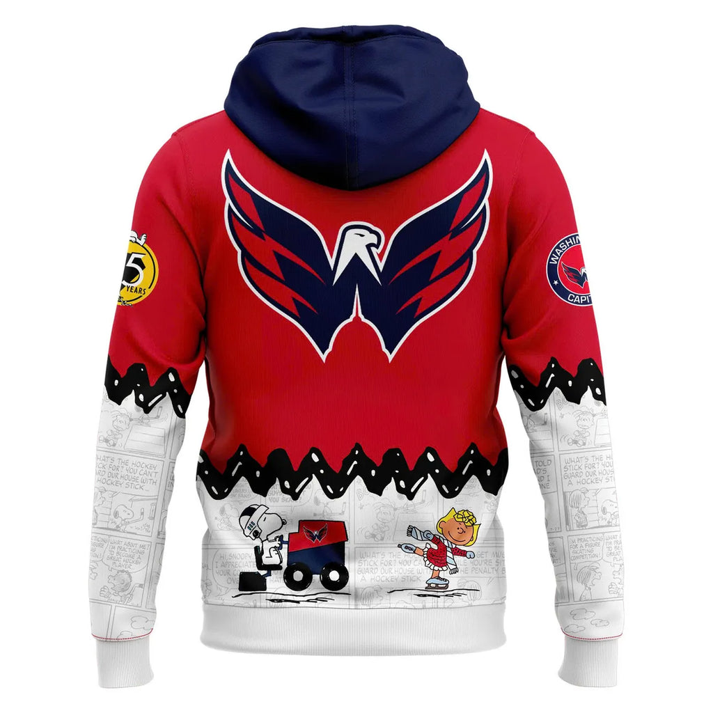 Washington Capitals Peanuts Hoodie - Snoopy Hockey 3D Apparel - LeagueLockerGear