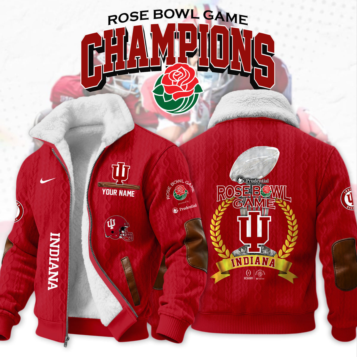 Custom Indiana Hoosiers Rose Bowl Champions Fleece Jacket - LeagueLockerGear