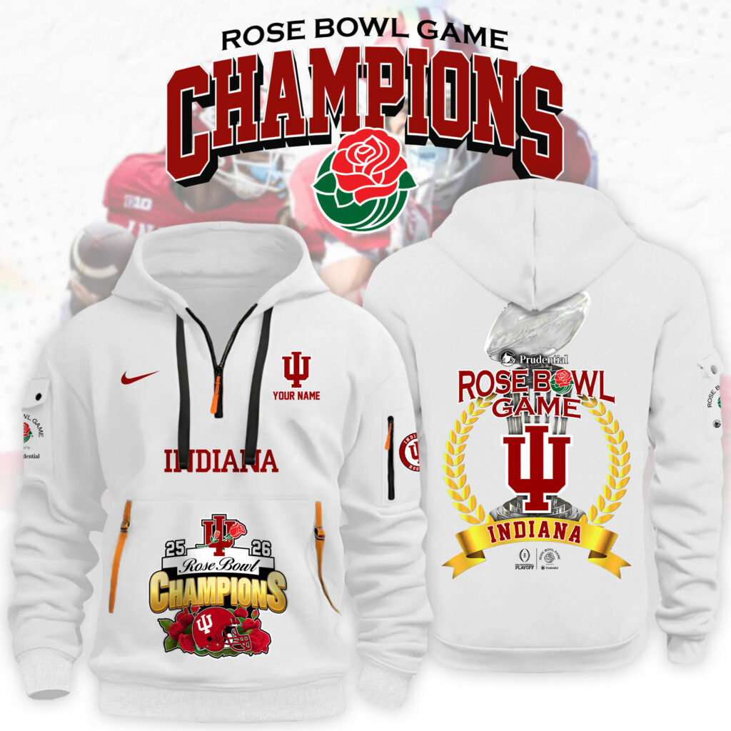 Custom Indiana Hoosiers Rose Bowl Champions Hoodie - LeagueLockerGear