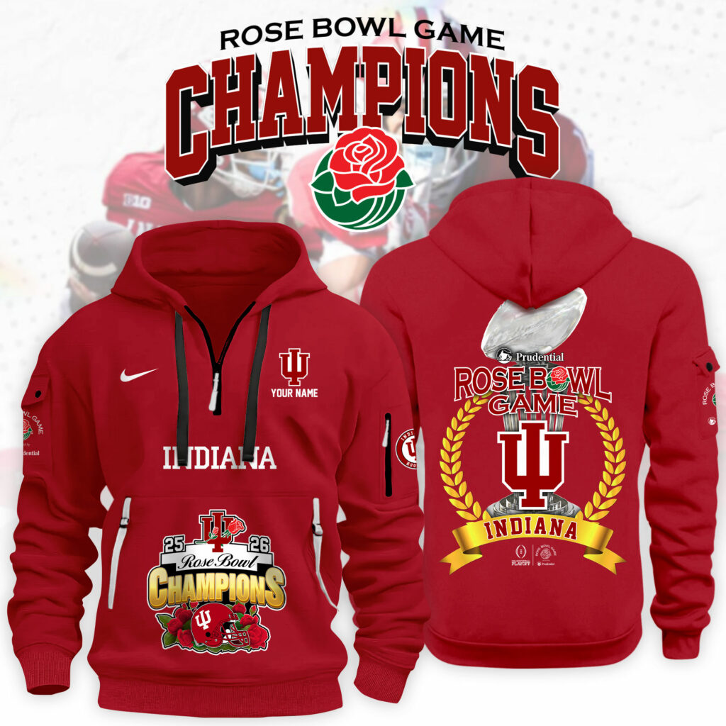 Custom Indiana Hoosiers Rose Bowl Champions Hoodie - LeagueLockerGear
