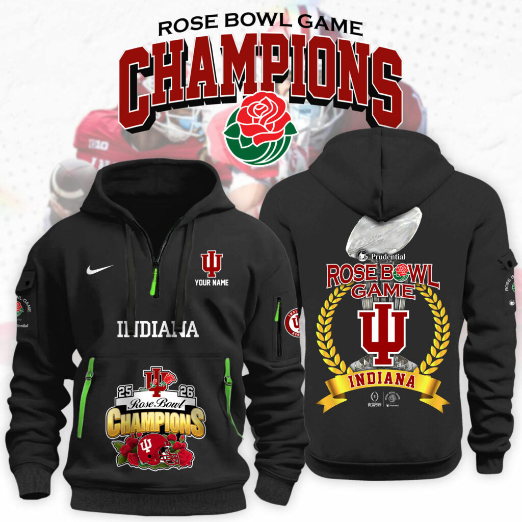 Custom Indiana Hoosiers Rose Bowl Champions Hoodie - LeagueLockerGear