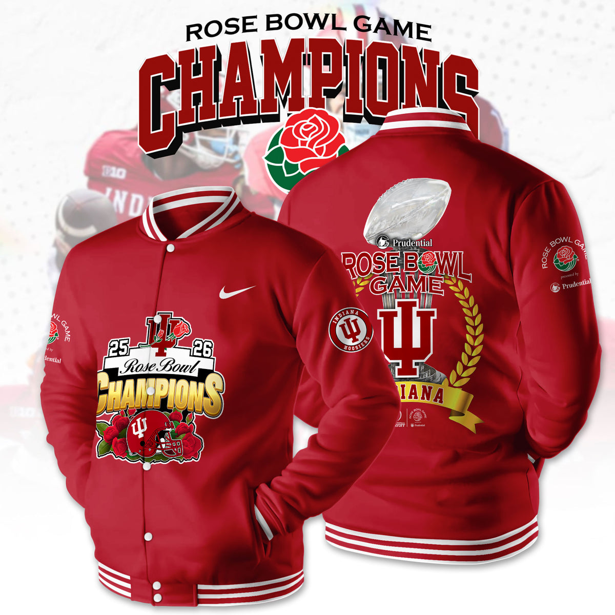 Custom Indiana Hoosiers Rose Bowl Champions Bomber Jacket - LeagueLockerGear