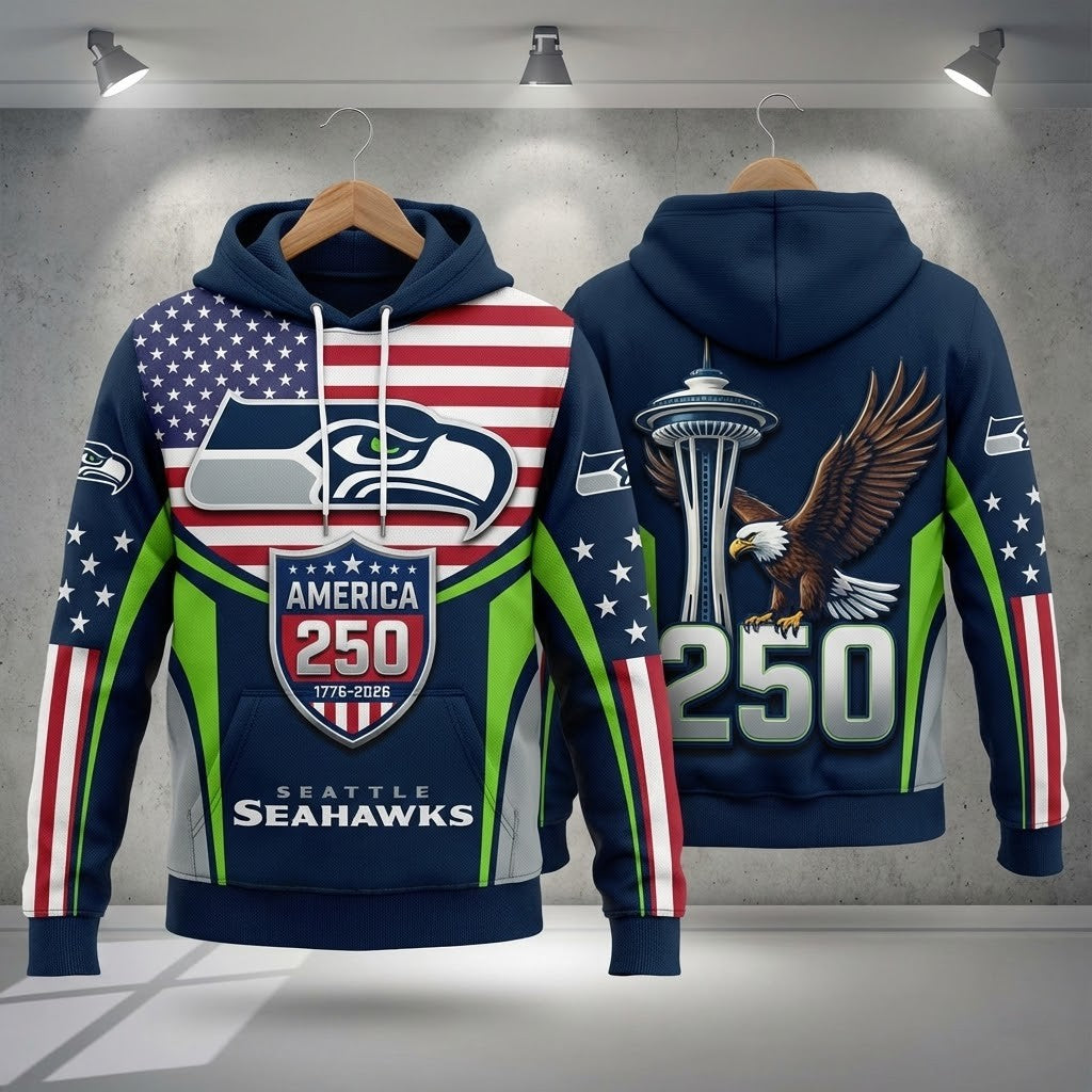 Seattle Seahawks America 250 1776-2026 Hoodie - LeagueLockerGear