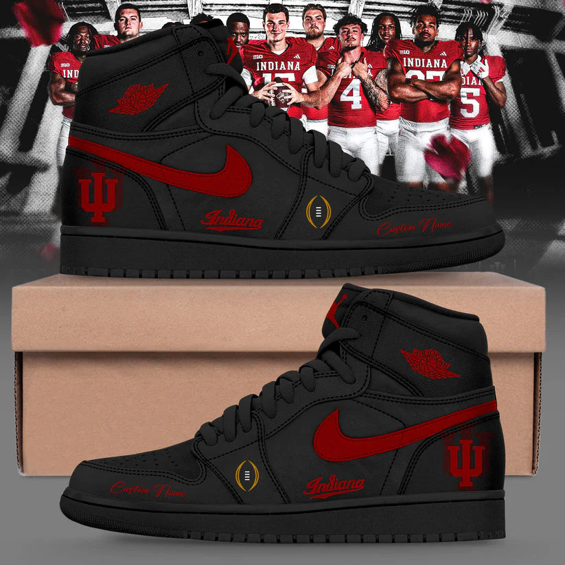 Indiana Hoosiers Football Custom Name Air Jordan 1 Shoes - LeagueLockerGear