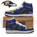 Baltimore Ravens Personalized Name Heartbeat High Top Shoes - LeagueLockerGear