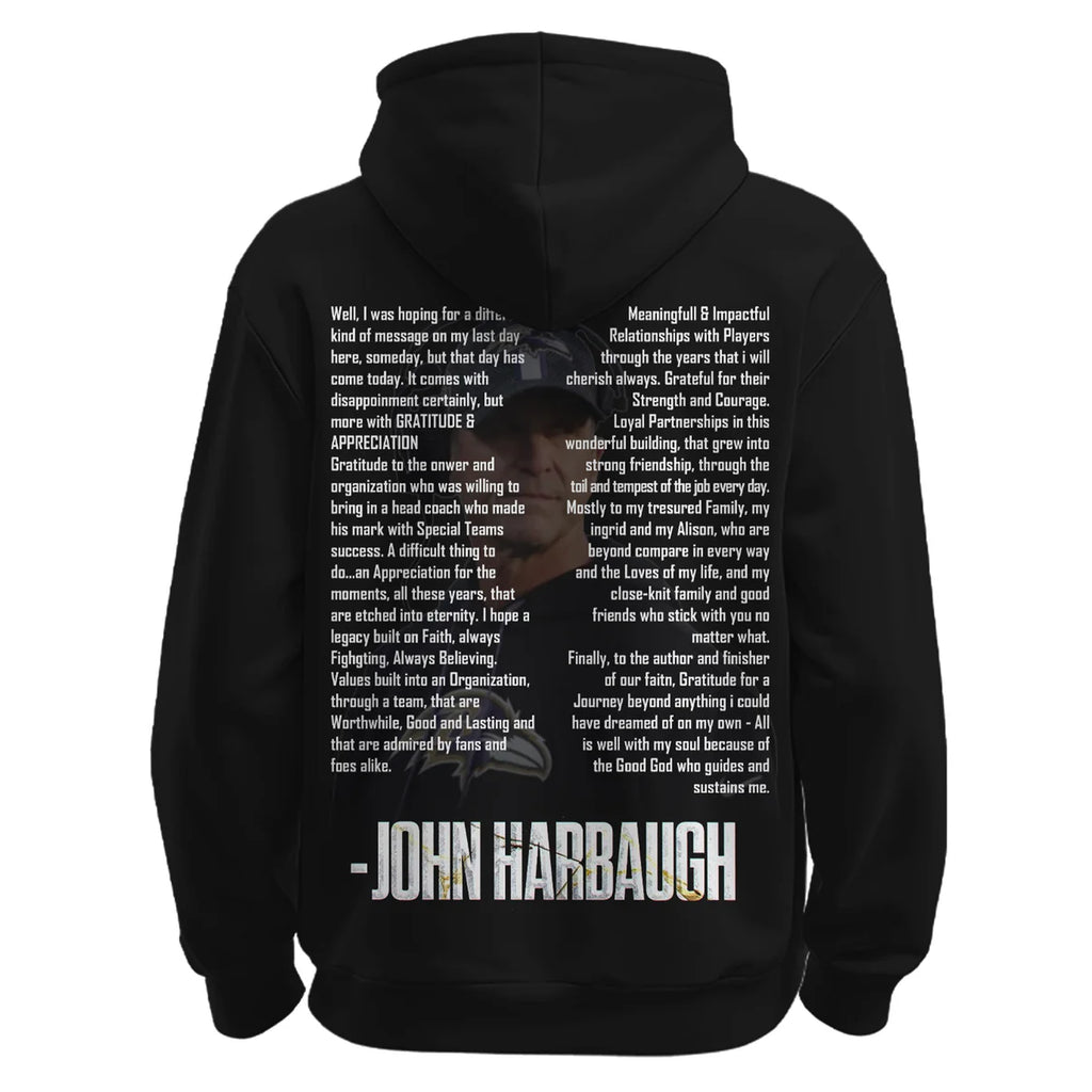 Baltimore Ravens Thank You John Harbaugh Signature Hoodie - LeagueLockerGear