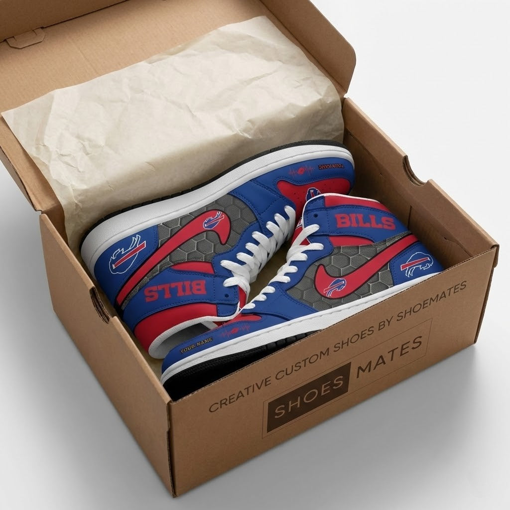 Buffalo Bills Custom Name Air Jordan 1 Sneakers - LeagueLockerGear