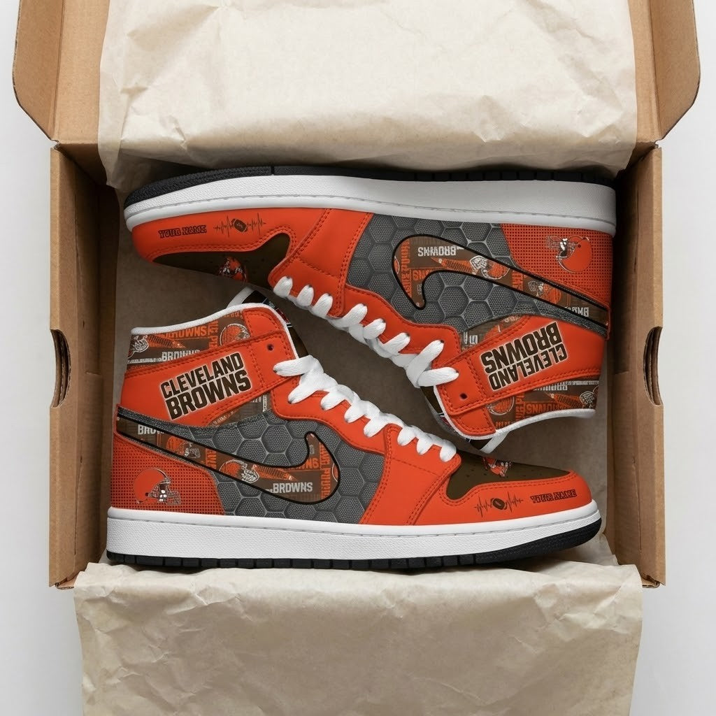 Cleveland Browns Personalized Dawg Pound Jordan 1 High Shoes - LeagueLockerGear