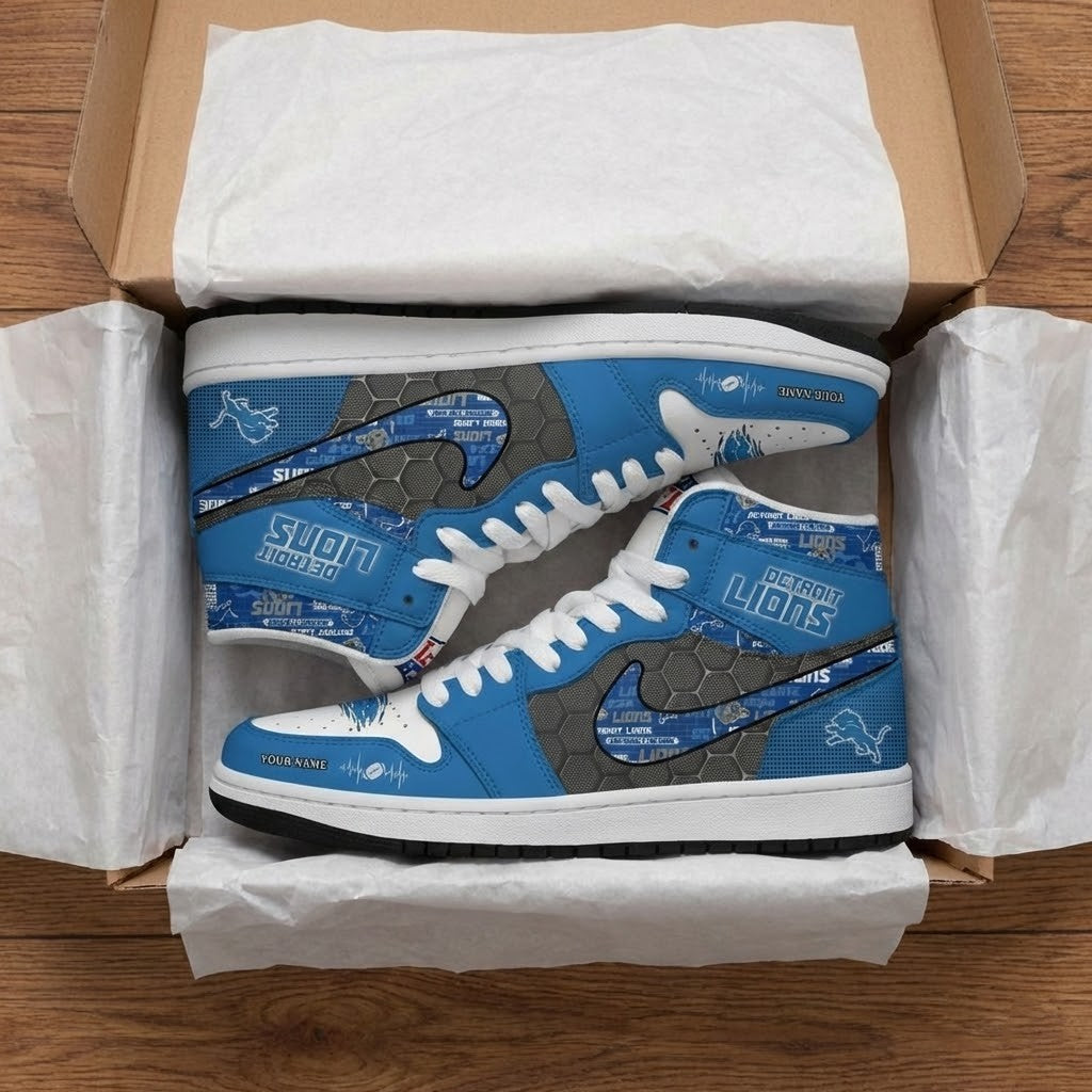 Detroit Lions Custom Name High Top Sneakers - LeagueLockerGear