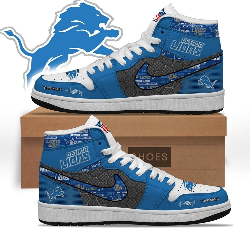 Detroit Lions Custom Name High Top Sneakers - LeagueLockerGear