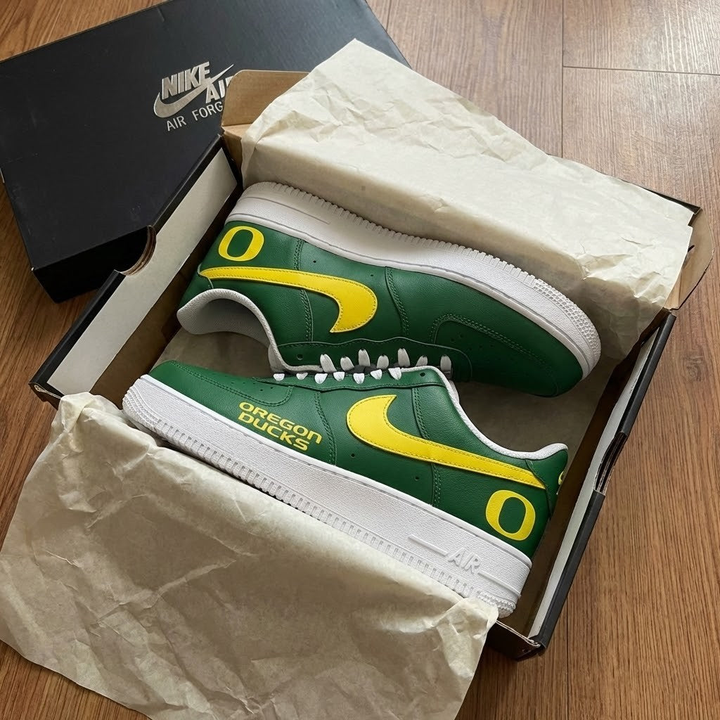 Oregon Ducks Custom Name Nike Air Force 1 Shoes - LeagueLockerGear