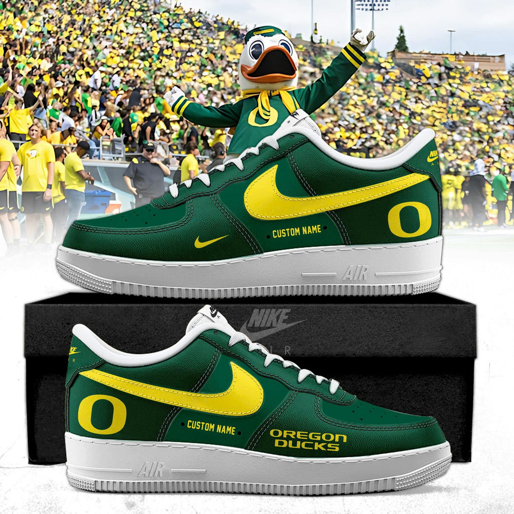 Oregon Ducks Custom Name Nike Air Force 1 Shoes - LeagueLockerGear