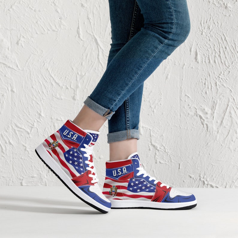 USA Patriotic American Flag Great Seal High Top Shoes - LeagueLockerGear