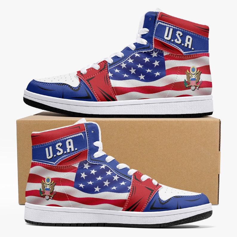 USA Patriotic American Flag Great Seal High Top Shoes - LeagueLockerGear