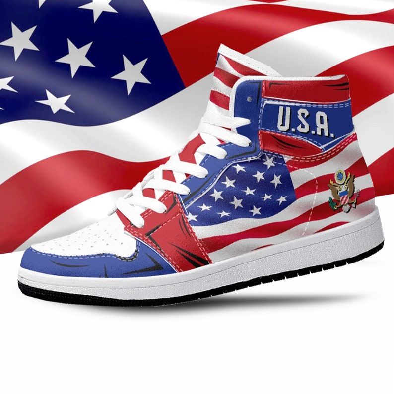 USA Patriotic American Flag Great Seal High Top Shoes - LeagueLockerGear