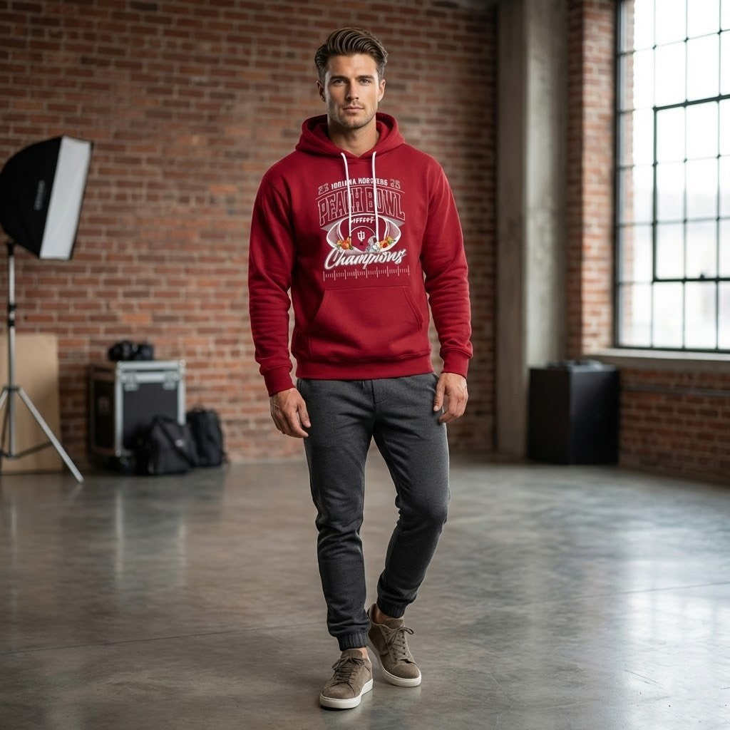 Indiana Hoosiers 2025 Chick-fil-A Peach Bowl Champions Hoodie - LeagueLockerGear