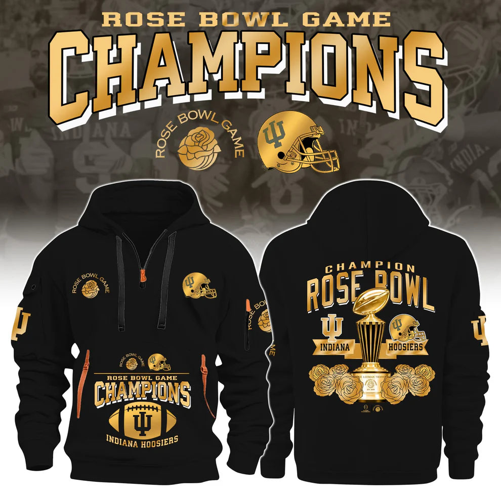 Indiana Hoosiers Rose Bowl Game Champions 3D Hoodie - LeagueLockerGear