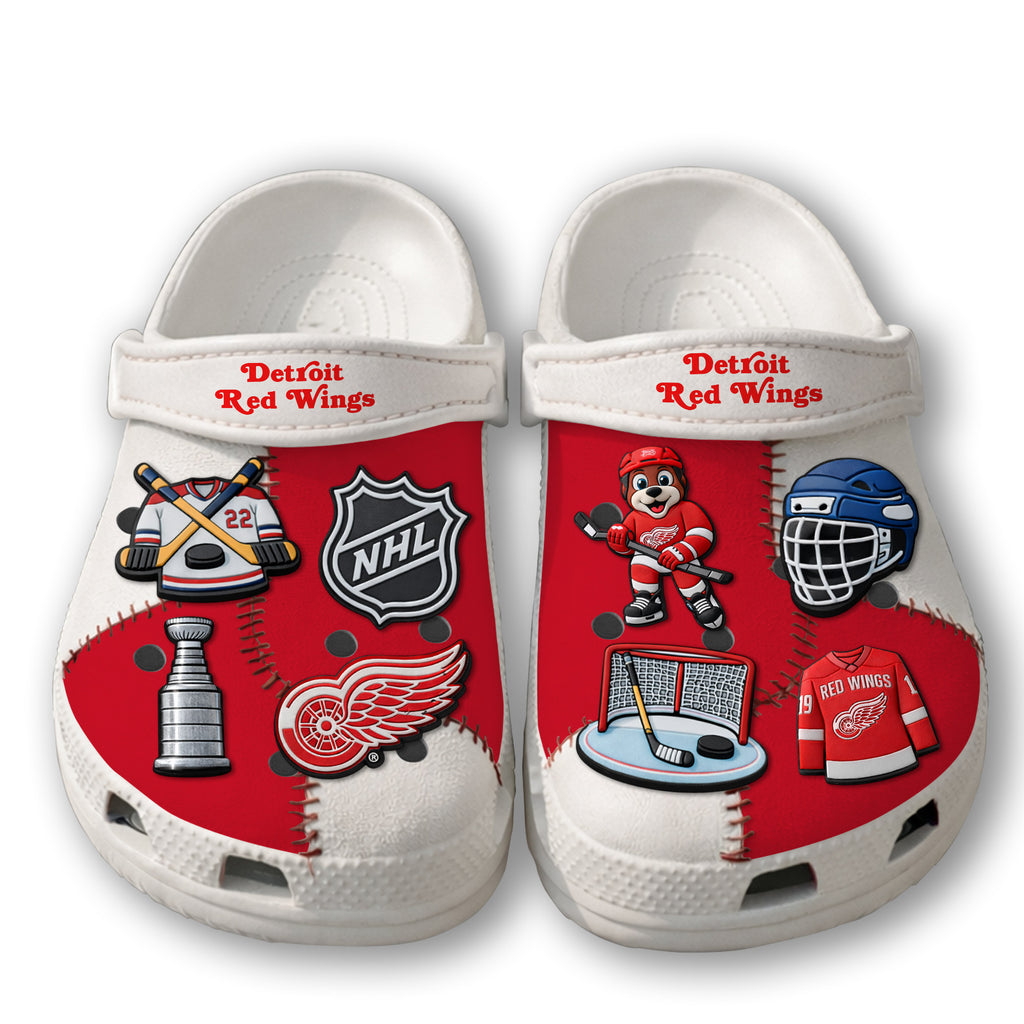 Detroit Red Wings Hockey Clogs With Charms - LeagueLockerGear