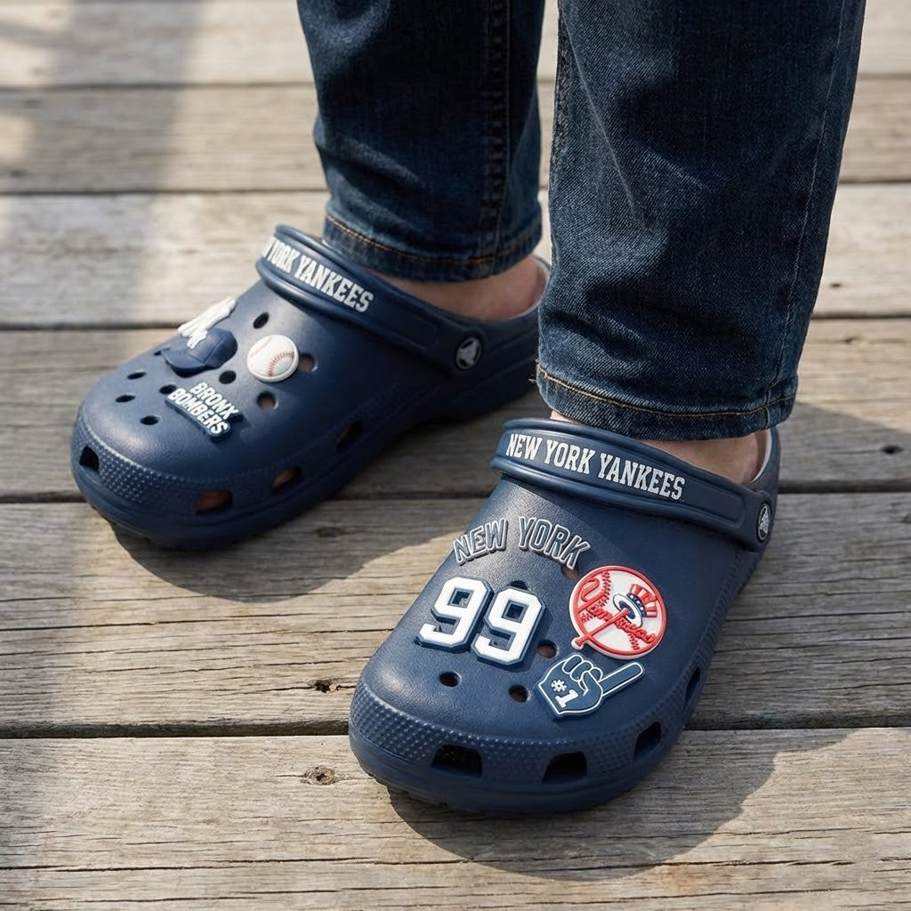 New York Yankees Custom Number Clogs With Charms - LeagueLockerGear