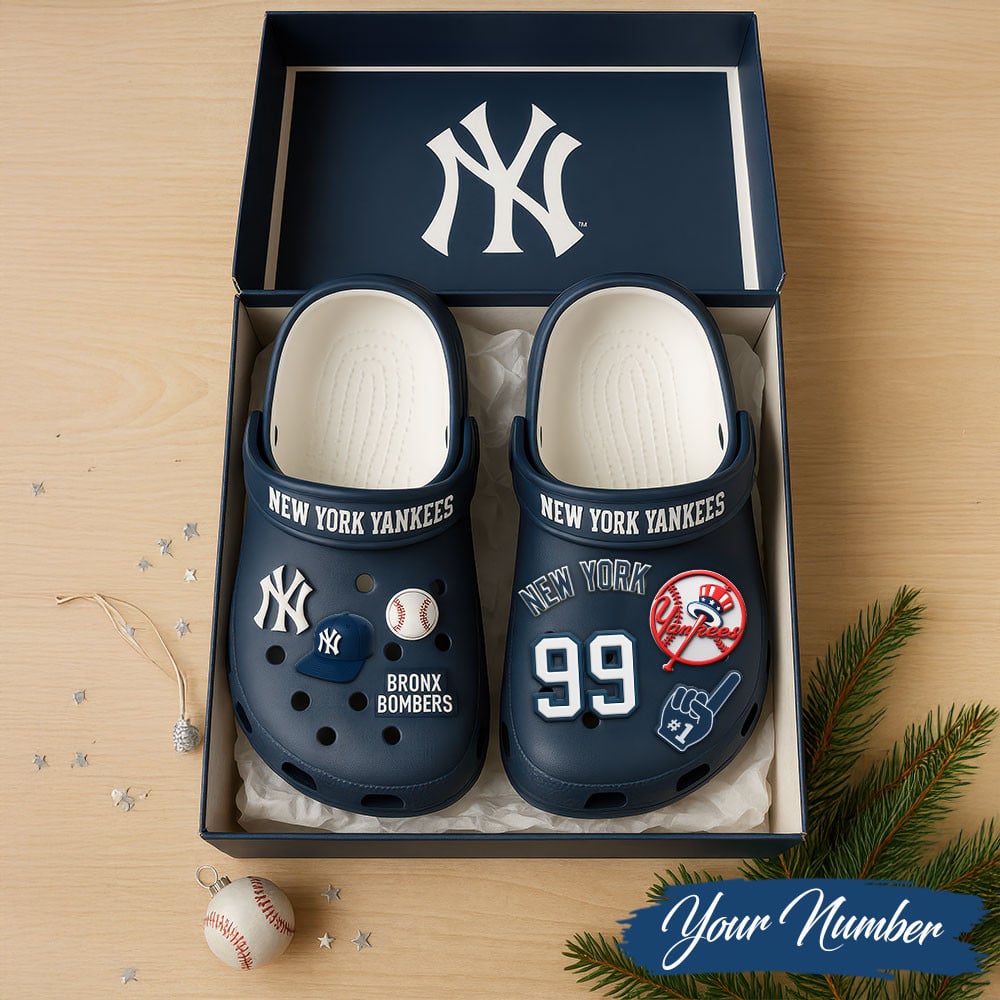 New York Yankees Custom Number Clogs With Charms - LeagueLockerGear