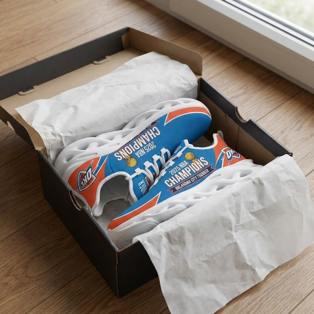 Oklahoma City Thunder 2025 Champions Custom Name Air Max Plus Shoes - LeagueLockerGear