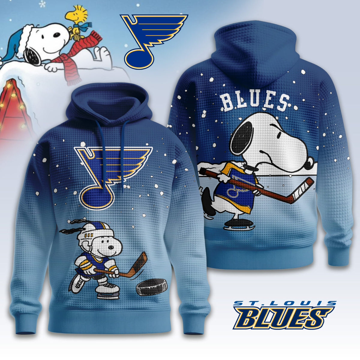 St. Louis Blues Snoopy Peanuts Hockey 3D Hoodie - LeagueLockerGear
