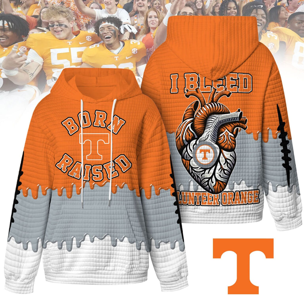 Tennessee Volunteers Born and Raised I Bleed Volunteer Orange 3D Hoodie - LeagueLockerGear
