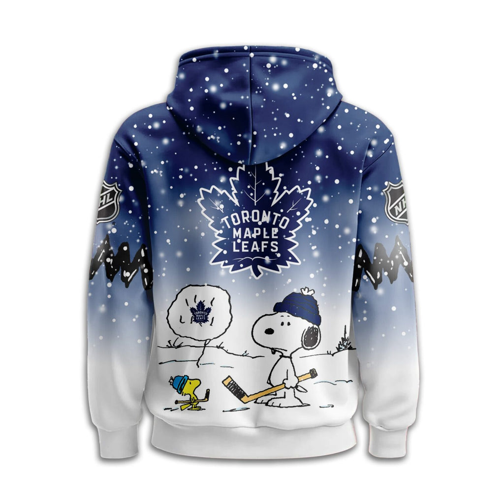 Toronto Maple Leafs Snoopy Charlie Brown Winter Hockey Hoodie - LeagueLockerGear