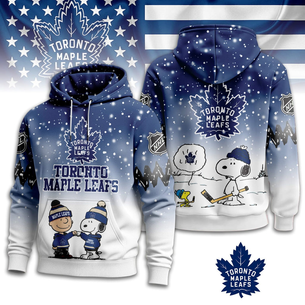 Toronto Maple Leafs Snoopy Charlie Brown Winter Hockey Hoodie - LeagueLockerGear