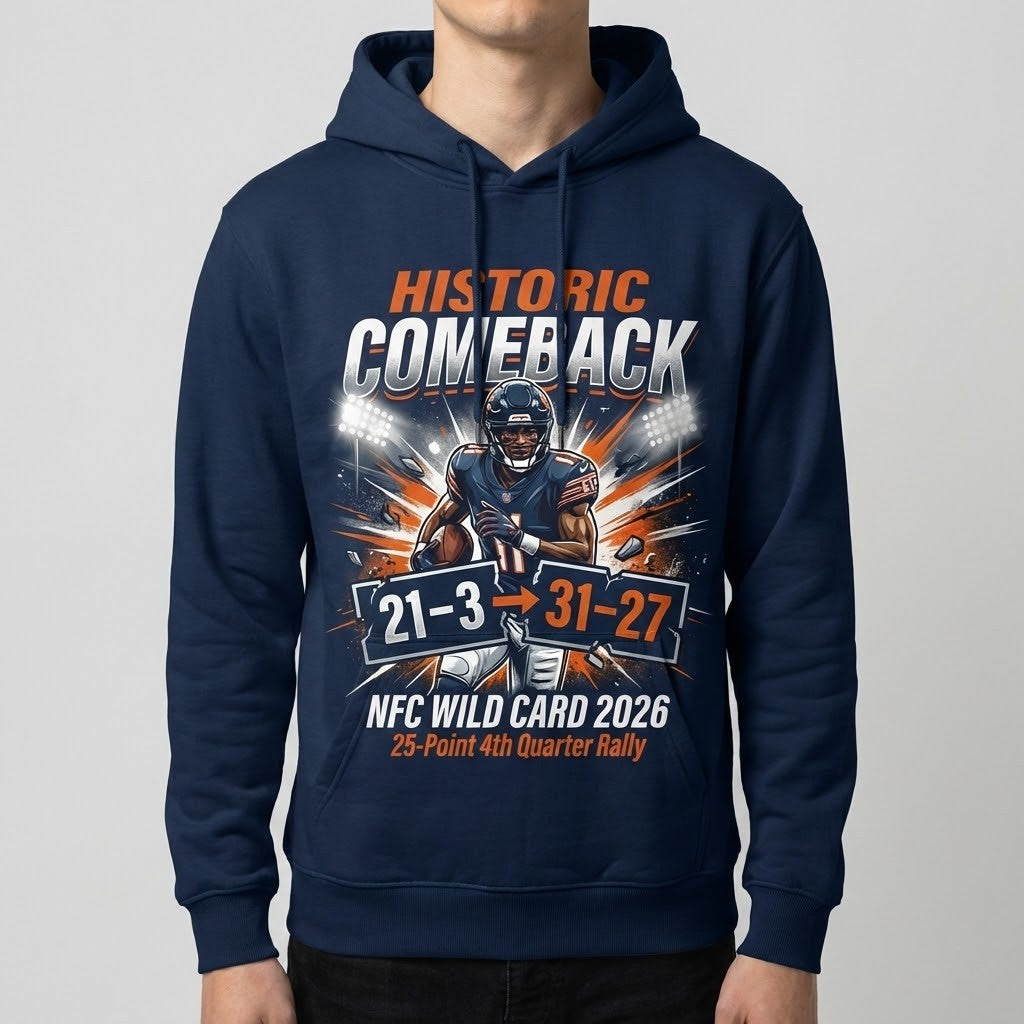 Chicago Bears Historic Comeback NFC Wild Card 2026 Hoodie - LeagueLockerGear