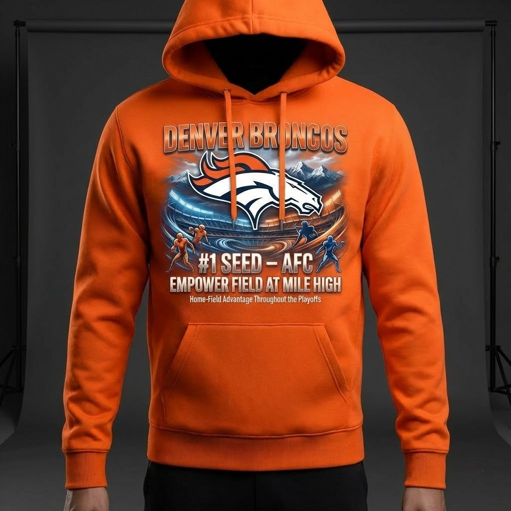 Denver Broncos #1 Seed AFC Empower Field At Mile High Hoodie - LeagueLockerGear