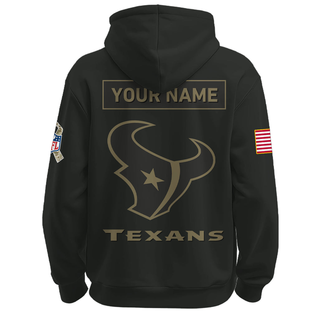 Houston Texans Salute To Service Custom Name Hoodie - LeagueLockerGear