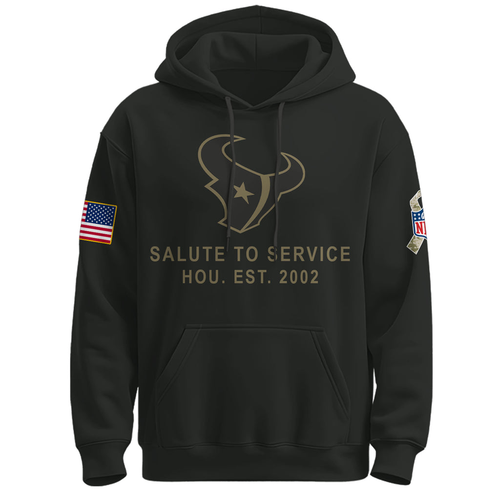 Houston Texans Salute To Service Custom Name Hoodie - LeagueLockerGear