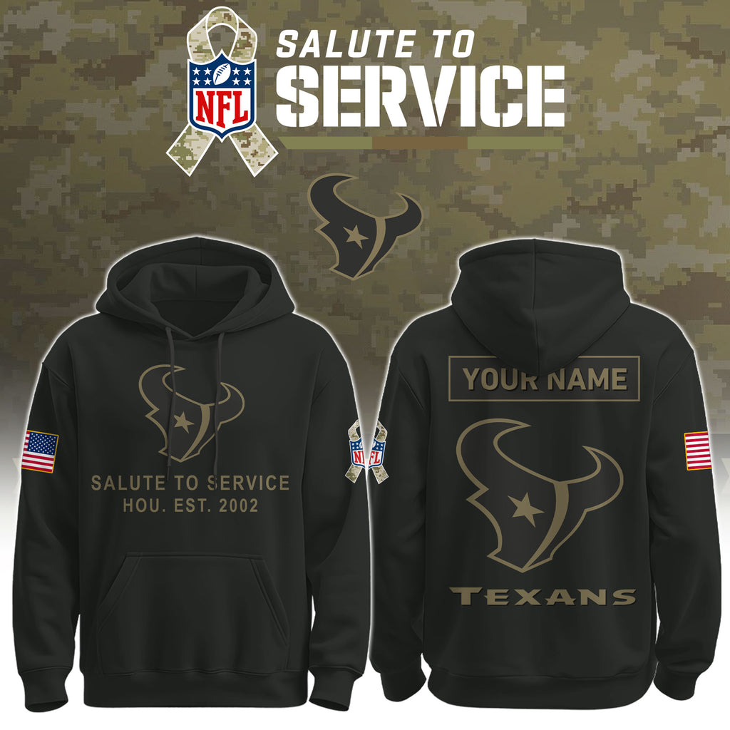 Houston Texans Salute To Service Custom Name Hoodie - LeagueLockerGear