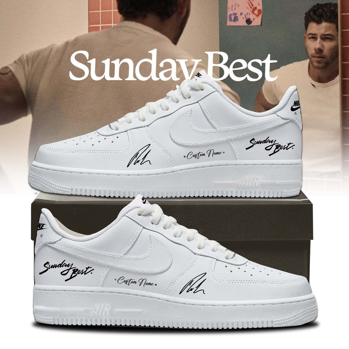 Nick Jonas Sunday Best Signed Custom Name Nike Air Force 1 - LeagueLockerGear